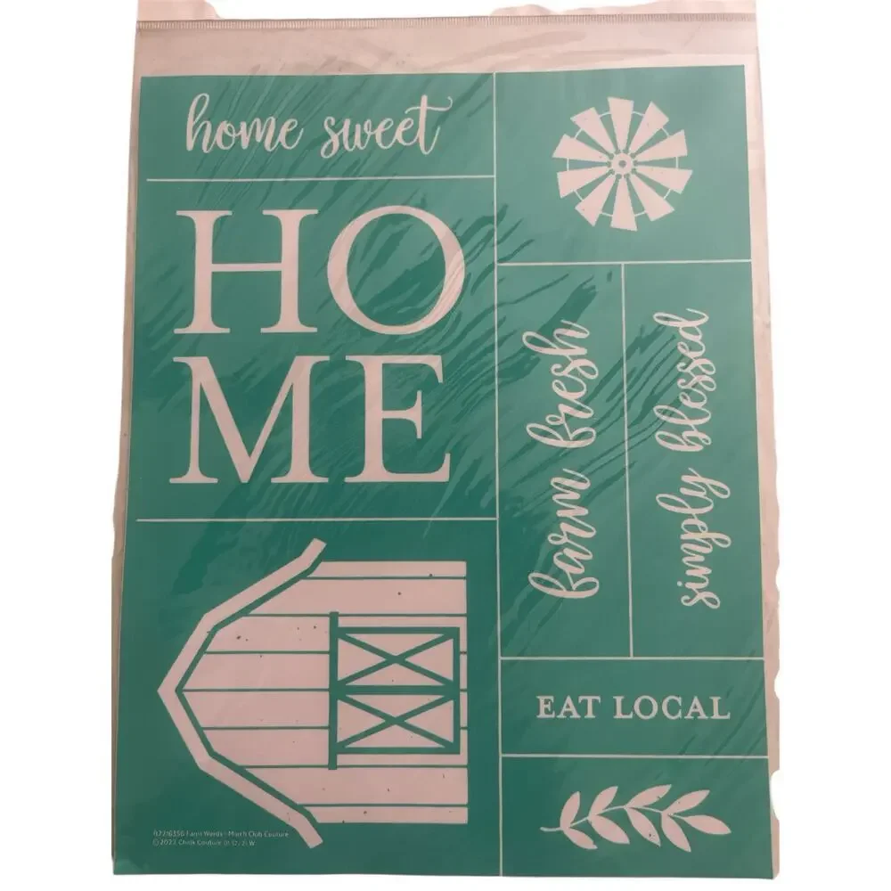 NWT Farm Words Chalk‎ Couture 8.5 x 11 Reusable Transfer